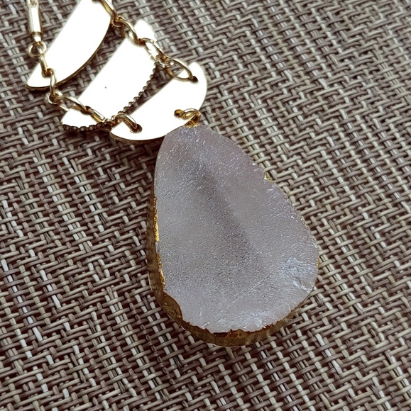 Pink Quartz Teardrop Long Statement Necklace - Picture 6 of 8